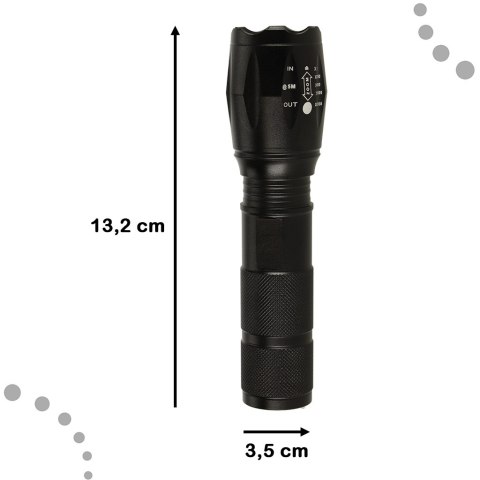 Latarka taktyczna wojskowa 800 lumenów LED ZOOM mocna USB akumulator Latarka taktyczna wojskowa 800 lumenów LED ZOOM mocna USB akumulator
