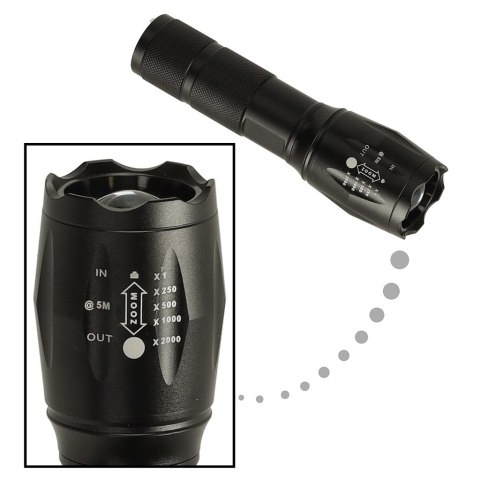 Latarka taktyczna wojskowa 800 lumenów LED ZOOM mocna USB akumulator Latarka taktyczna wojskowa 800 lumenów LED ZOOM mocna USB akumulator