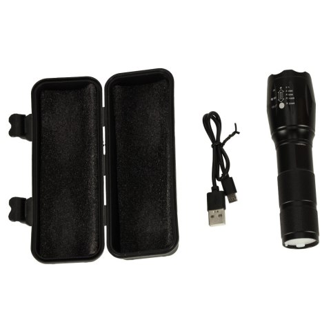 Latarka taktyczna wojskowa 800 lumenów LED ZOOM mocna USB akumulator Latarka taktyczna wojskowa 800 lumenów LED ZOOM mocna USB akumulator