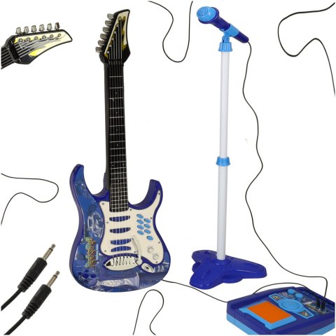 Gitara elektryczna rockowa z głośnikiem mikrofonem dla dzieci niebieska Gitara elektryczna rockowa z głośnikiem mikrofonem dla dzieci niebieska